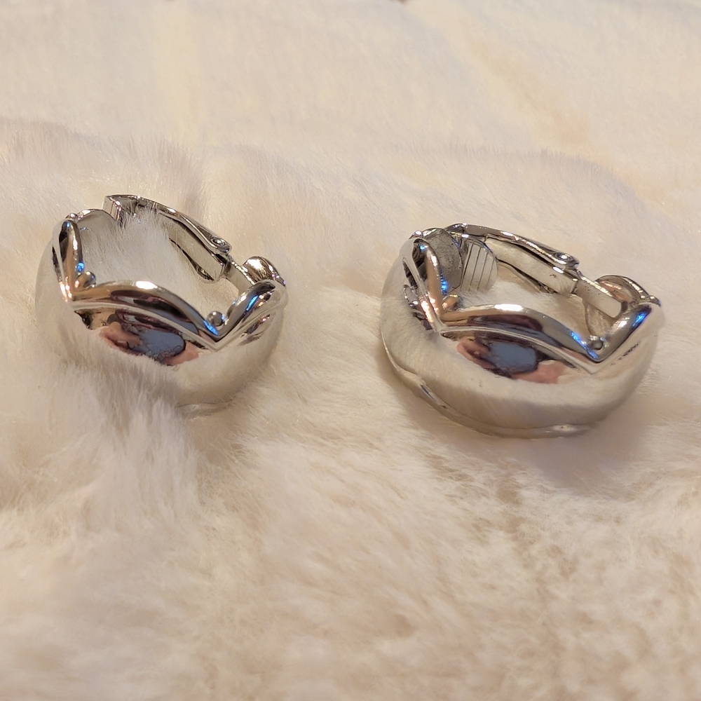 Vintage L.H. Segal California Silver Tone Clip On Statement Earrings